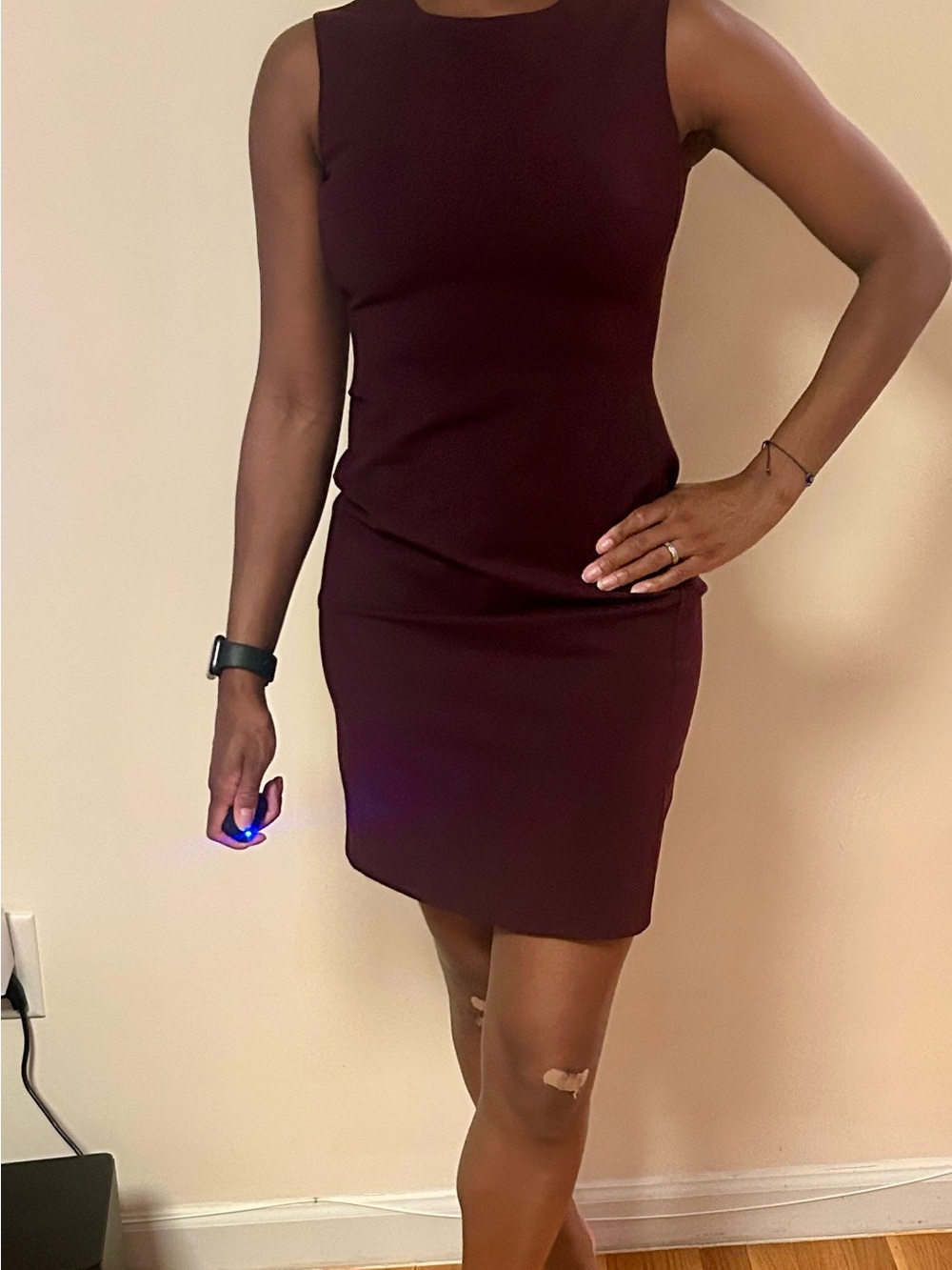 Theory Sleeveless Mini Dress in Burgundy - Picture 3 of 4